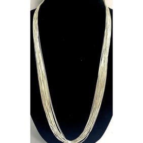 VTG Navajo Liquid Sterling Silver Necklace Multi Strand Design 30" Old Pawn