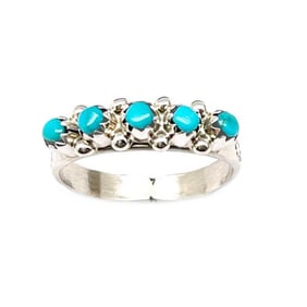 Zuni Snake Eye Turquoise Cluster Ring Size 7 Sterling Silver