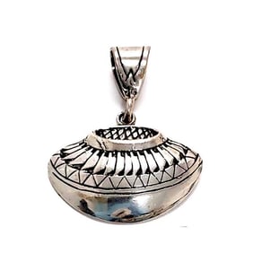 Vintage Navajo Sterling Silver Pottery Olla Pendant