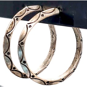 Vintage Navajo Sterling Silver Carinated Ingot Hoop Earrings