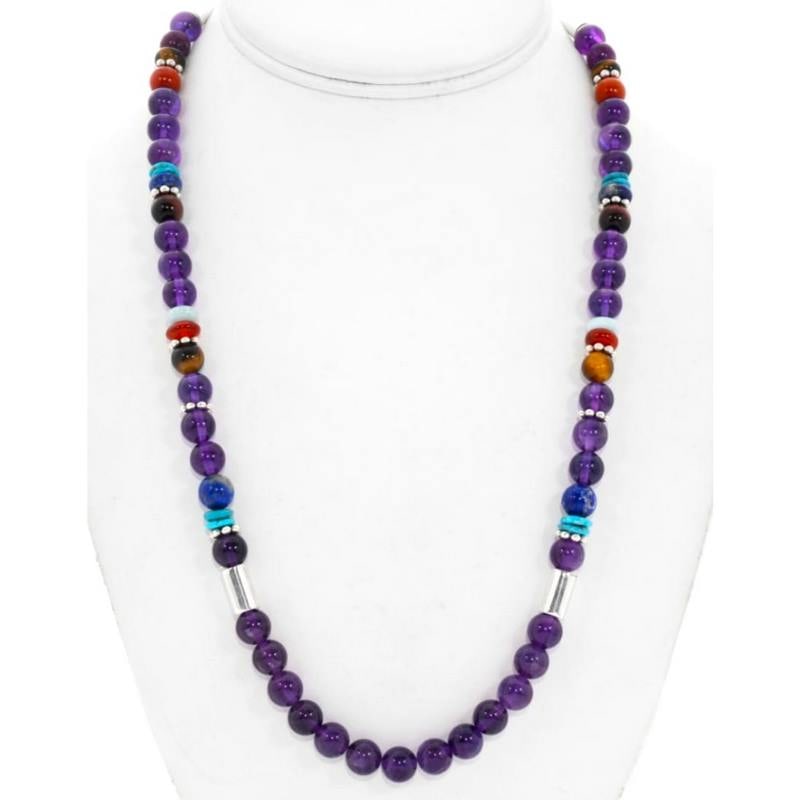 Navajo Tommy & Rose Singer Amethyst Bead Heishi Necklace Sterling Silver (1 of 4)