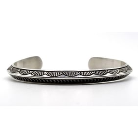 Navajo Sterling Carinated Ingot Double Sided Cuff Bracelet R Secatero