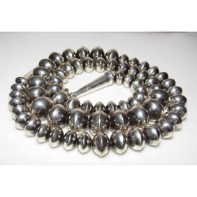 Navajo Pearls Necklace Sterling Silver Beads Necklace 24" Gilbert Nelson