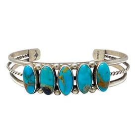 VTG Navajo Royston Turquoise Stacker Cuff Bracelet Sterling Silver Native