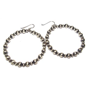 Navajo Pearls Hoop Earrings Sterling Silver Native American