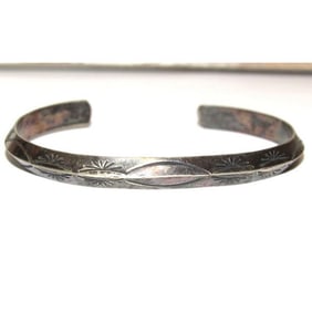 Old Pawn Navajo Carinated Ingot Cuff Bracelet Sterling Silver Native American