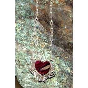 Navajo Purple Spiny Heart Bar Necklace Sterling Silver Native American