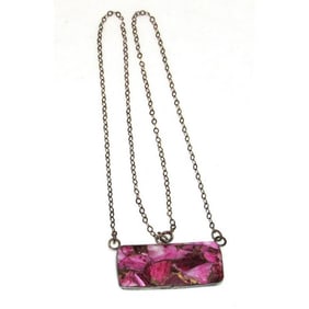 Navajo Purple Oyster Bar Necklace Sterling Silver Native American