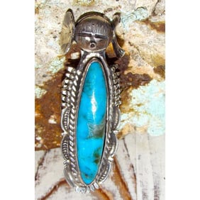 Navajo Kachina Ring Sz 6 Royston Turquoise Sterling Bennie Ration Signed