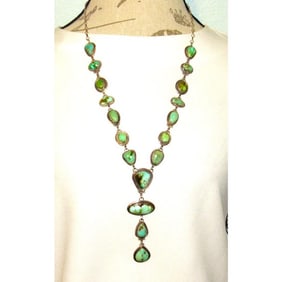 Navajo Royston Mine Turquoise Lariat Necklace Sterling Silver K. Pino