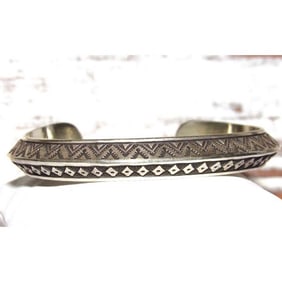 Navajo Sterling Carinated Ingot Double Sided Cuff Bracelet R Secatero