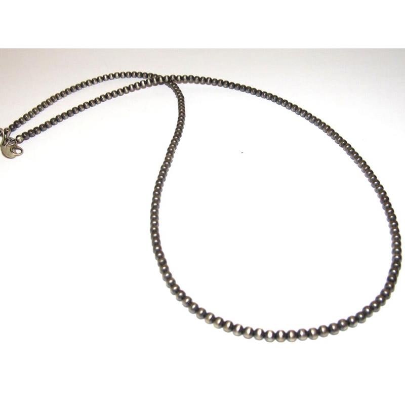 Navajo Pearls Necklace Sterling Silver Choker Necklace 22"L: Stunning 3mm Navajo pearls necklace. Measures about 22" long. Gorgeous, elegant & timeless piece that is sure to complement any outfit. Wonderful gift for anyone or yourself! :) FREE IN-HOUSE SHIPPING