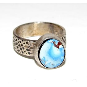 Navajo Golden Hills Turquoise Ring Sz 7.5 Sterling Silver Eli Skeets