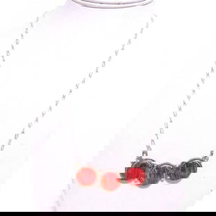 Navajo Red Spiny Bar Necklace Sterling Silver Native American Marcella James: For your consideration is this stylish Navajo sterling silver and red spiny oyster bar necklace by the Navajo artist Marcella James. Stunning natural stones and intricately hand etched, detailed desig
