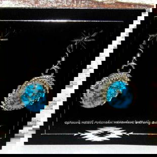 Navajo Kingman Dangle Drop Earrings Sterling Silver D. Morris: Fab pair of classic Navajo sterling silver and turquoise drop dangle earrings by the Navajo artist D. Morris. Fab pieces with classic design & gorgeous natural Kingman turquoise stones The earrings me