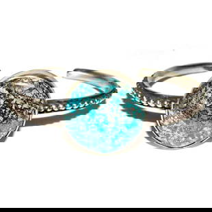 Navajo Spiderweb Kingman Turquoise Stacker Cuff Bracelet Sterling Chimney Butte: Fab sterling silver and gorgeous, round Spiderweb Kingman turquoise Native American Navajo stacker cuff bracelet by the collectible Navajo artist Chimney Butte. Wonderful craftsmanship and attention t