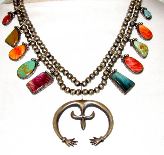 Native American Navajo Sterling Silver Dry Creek Squash Blossom