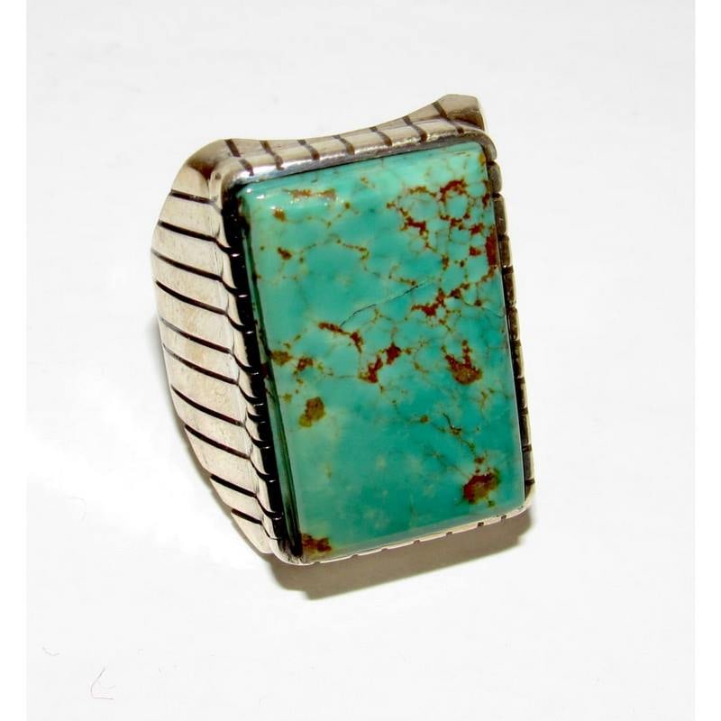 Navajo Royston Turquoise Statement Men Ring Sz 9 R. Jack Sterling Silver (1 of 5)