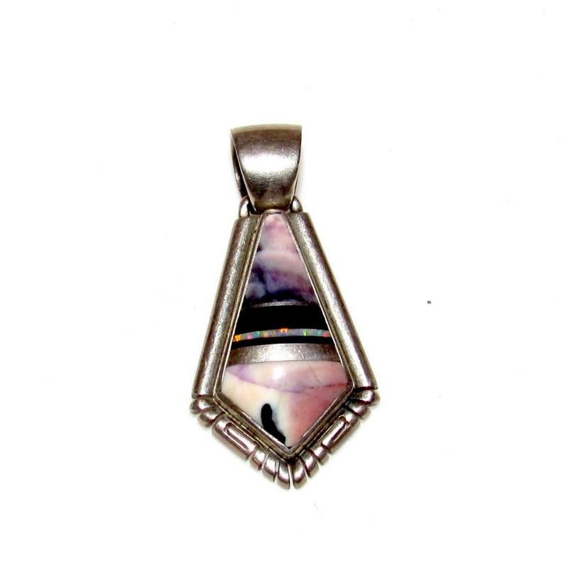 VTG Navajo Pink Rhodochrosite Onyx Opal Pendant Sterling (1 of 3)