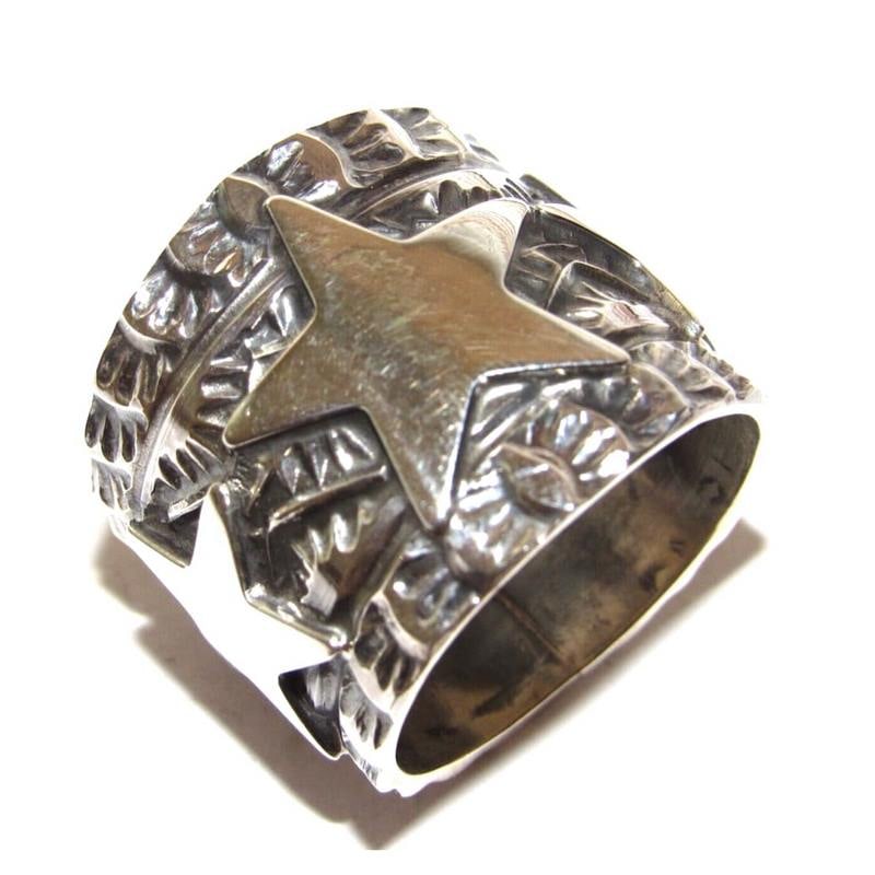 Navajo Sunshine Reeves Star Ring Size 9 Sterling Silver Signed Band Ingot Ring (1 of 4)