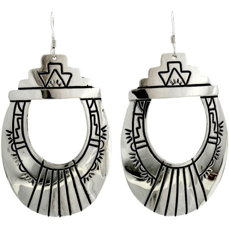 VTG Navajo Tommy Singer Earrings Sterling Silver Concho Earrings (1 of 3)