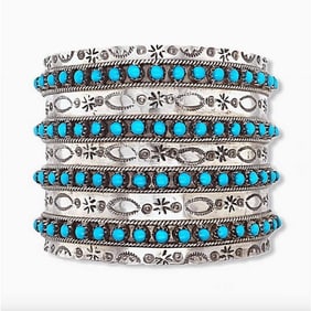 Huge Zuni Sleeping Beauty Mine Snake Eye Turquoise Cuff Bracelet Sterling Signed