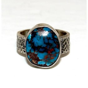Navajo Morenci Turquoise Ring Sz 6 Sterling Silver Eli Skeets