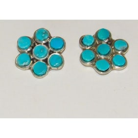 Zuni Turquoise Small Cluster Post Earrings Snake Eye Design