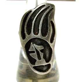 Old Pawn Hopi Bear Paw Ring Sz. 5.5 Sterling Silver Native American Pinky Ring