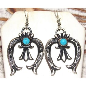 Navajo Sterling Turquoise Naja Earrings Kevin Billah Native American
