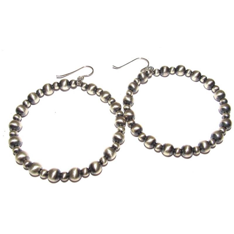 Navajo Pearls Hoop Earrings Sterling Silver Native American (1 of 4)