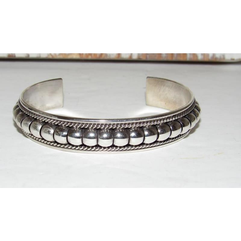 Navajo Sterling Silver Cuff Bracelet Tom Charley Native American Stacker (1 of 7)