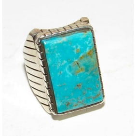Navajo Royston Turquoise Men's ring Sz 8.5 R. Jack Sterling Silver