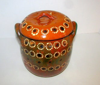 Vintage Mexican Tlaquepaque Pottery Jar Canister