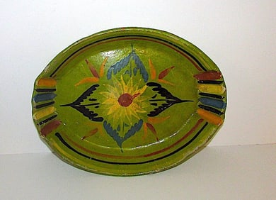 Vintage Mexican Tlaquepaque Green Bowl