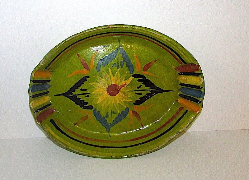 Vintage Mexican Tlaquepaque Green Bowl (1 of 2)
