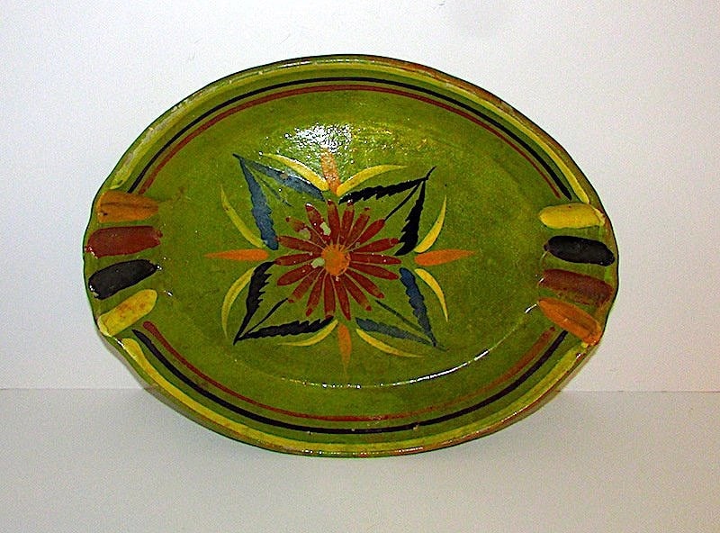 Vintage Mexican Green Tlaquepaque  Bowl (1 of 2)