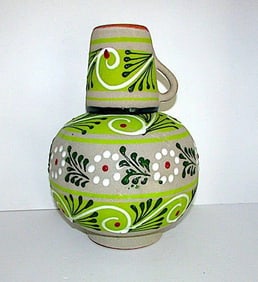 TALAVERA Mexican Folk Art Water Jug with Cup