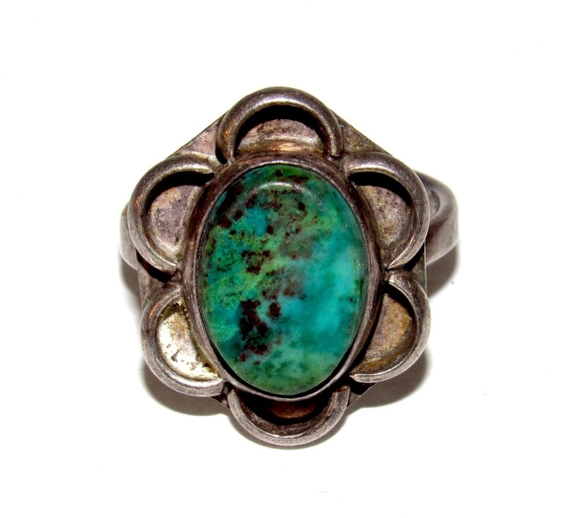 Vintage Navajo Sterling Cerrillos Turquoise Ring Sz 5 Sterling Silver (1 of 2)