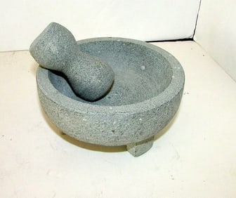 Vintage Large Mexican Molcajete Stone Grinder Lava