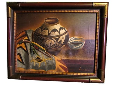 Vintage Oil On Canvas Framed Southwestern Art