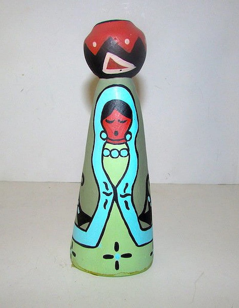 Vintage TAOS Pueblo Pottery Clay Figurine: Vintage TAOS Pueblo Pottery Clay Figurine. Dancing Fawn Trading Post New Mexico, Hand Coiled and Hand painted, No chips, cracks, repais. 6" tall. SHIPPING FEE APPLIES. WE HANDLE ALL PACKAGING AND SHIP