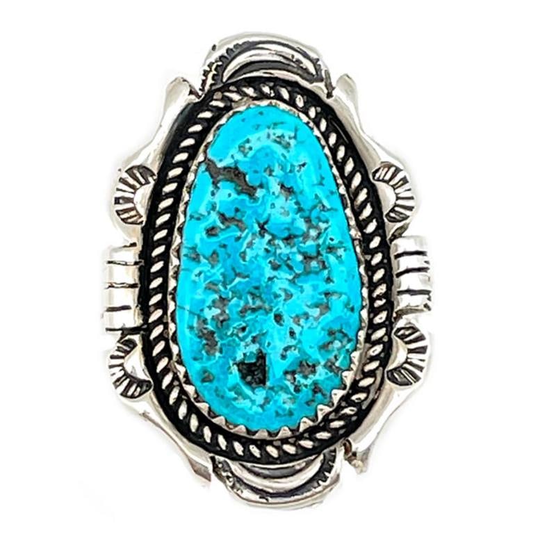 Navajo Kingman Turquoise Ring Sz 8 Sterling Silver Native American Signed (1 of 3)