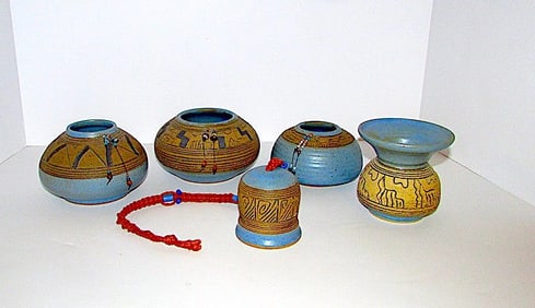 Collection of Vintage Navajo Pottery 5 Pieces Mary Tuttle