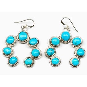 Navajo Sterling Turquoise Naja Earrings Native American