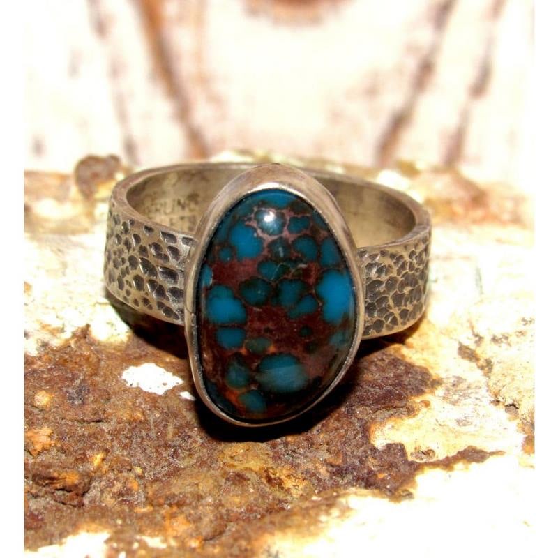 Navajo Morenci Turquoise Ring Sz 9.5 Sterling Silver Eli Skeets (1 of 5)