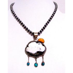 Navajo Rainy Cloud with Sun Pendant Necklace Adjustable Adam Fierro