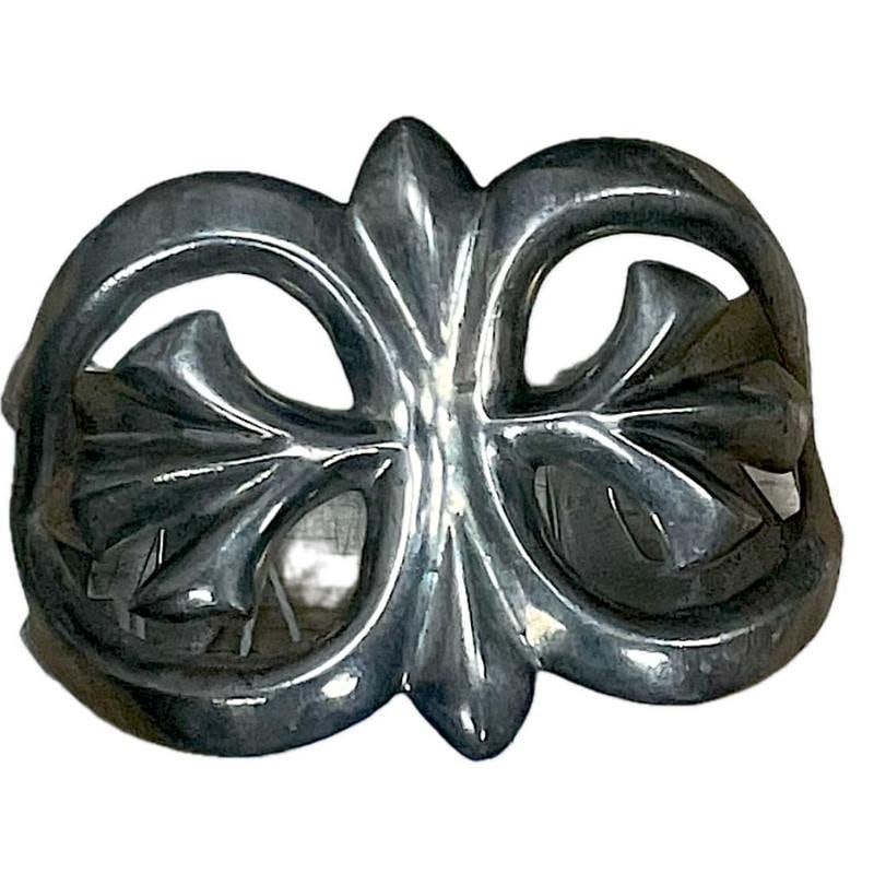 Early Massive Navajo Sterling Silver Sand Cast Cuff Bracelet Vintage (1 of 4)