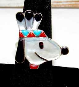 Zuni Peanuts Snoopy Ring Sz 7 Adjustable Don Dewa Sterling Silver Disney Character