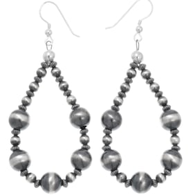Navajo Pearls Earrings Sterling Silver Graduated Beads